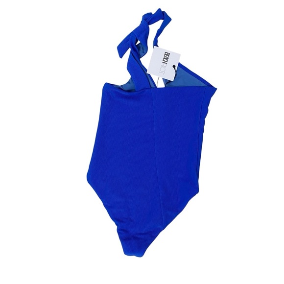 Beach Riot Nia Asymetrical One Shoulder Tie Deep Ocean Swimsuit - Picture 5 of 6